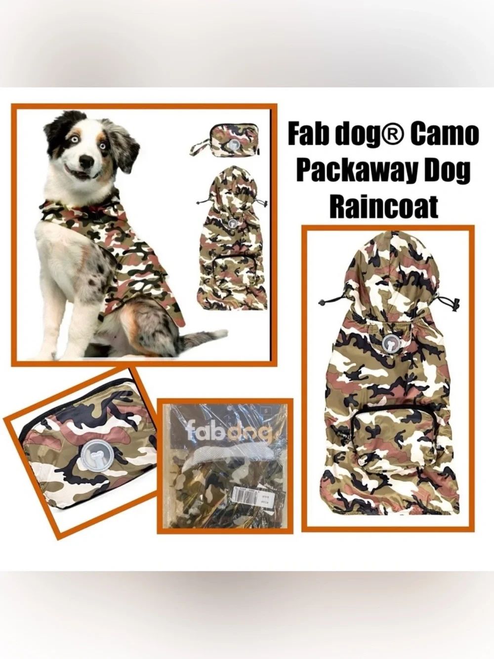 Fab dog® Camo Packaway Raincoat
